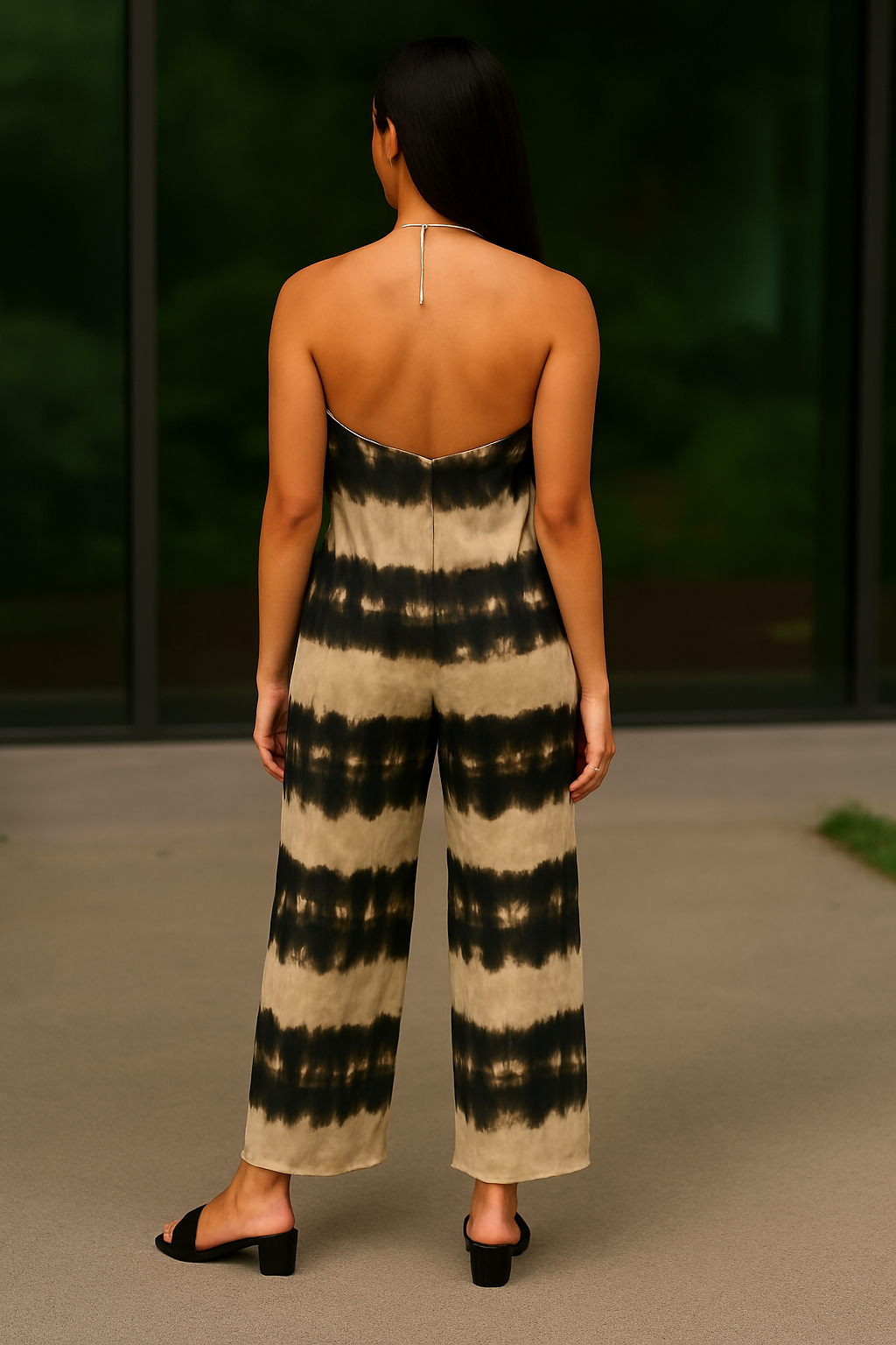 Women Multi Halter Neck Tie-Dye Jumpsuit