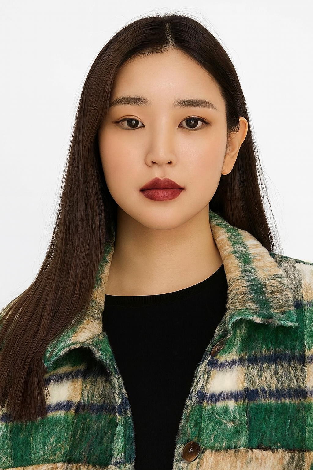 Women Green Checked Winter Jacket