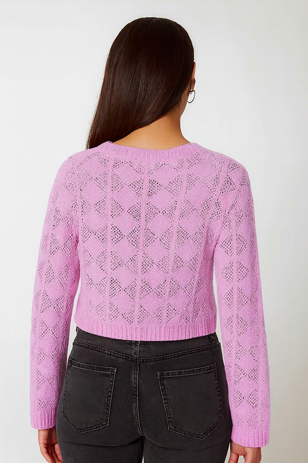 Women Purple Cotton Cropped Sweater