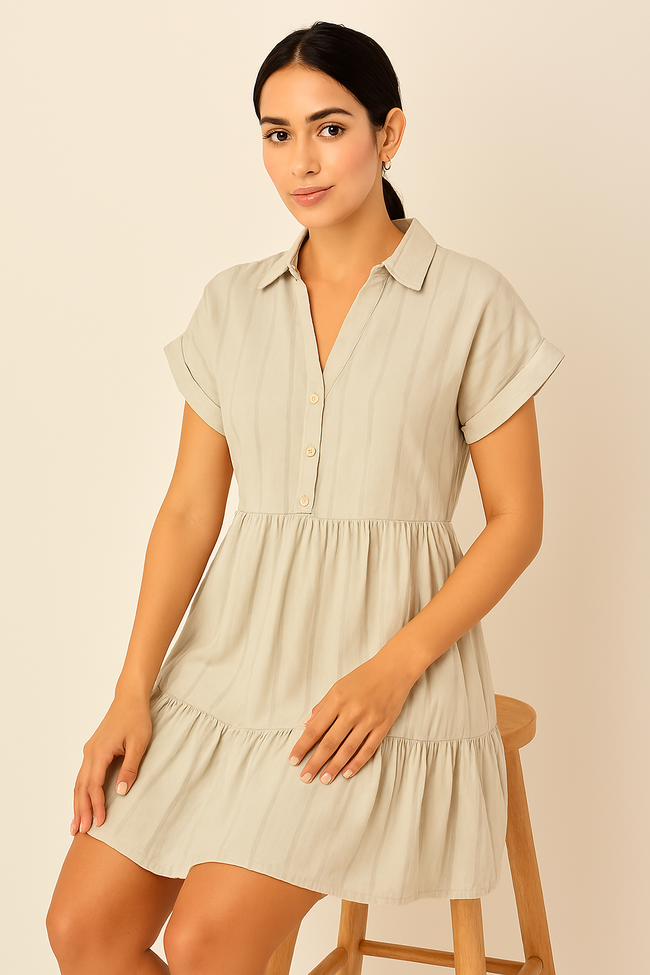 Women Grey Tiered A-Line Dress
