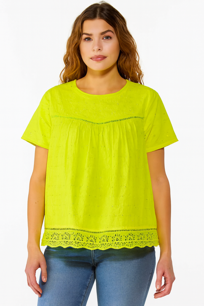 Women Green Solid Cotton Top