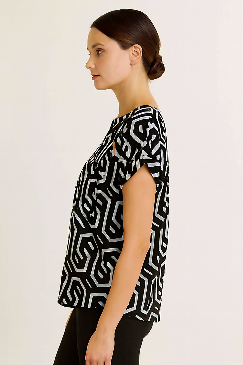 Women Black Printed Regular Fit Top