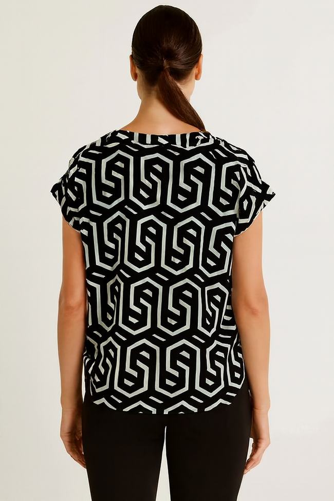 Women Black Printed Regular Fit Top