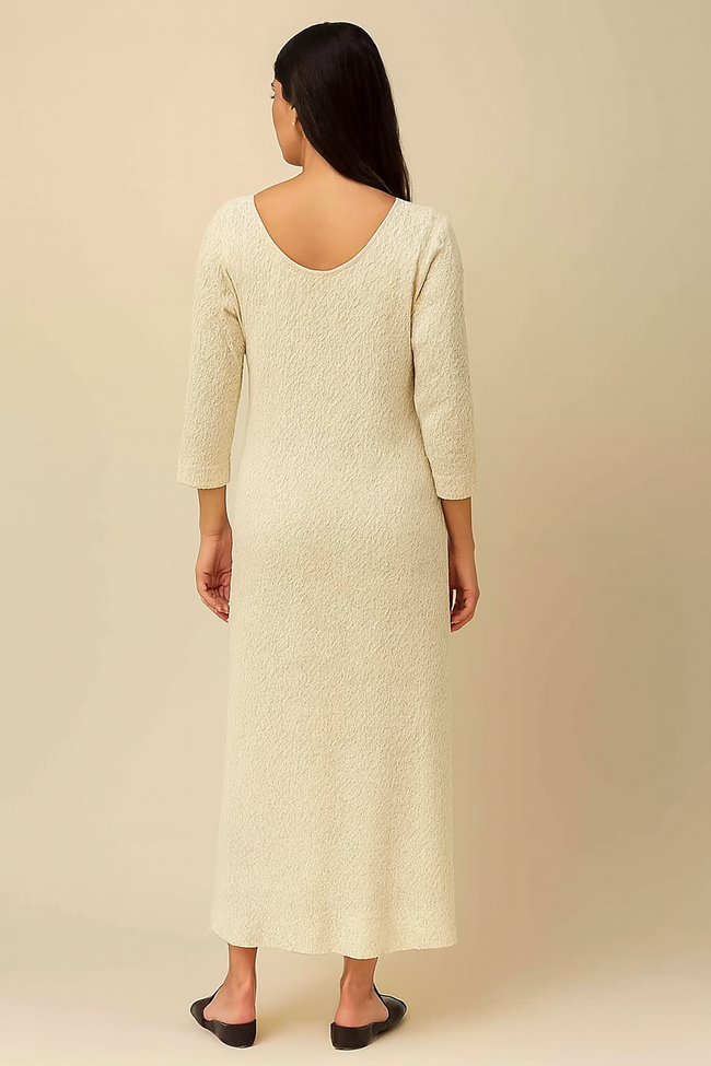 Women Cream Solid Maxi Dress