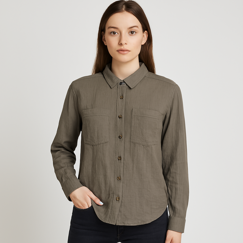 Women Green Cotton Shirt