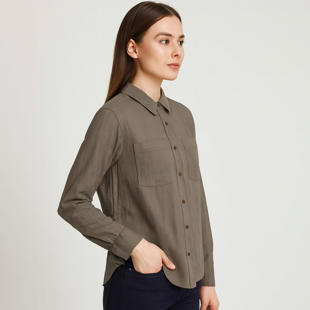 Women Green Cotton Shirt