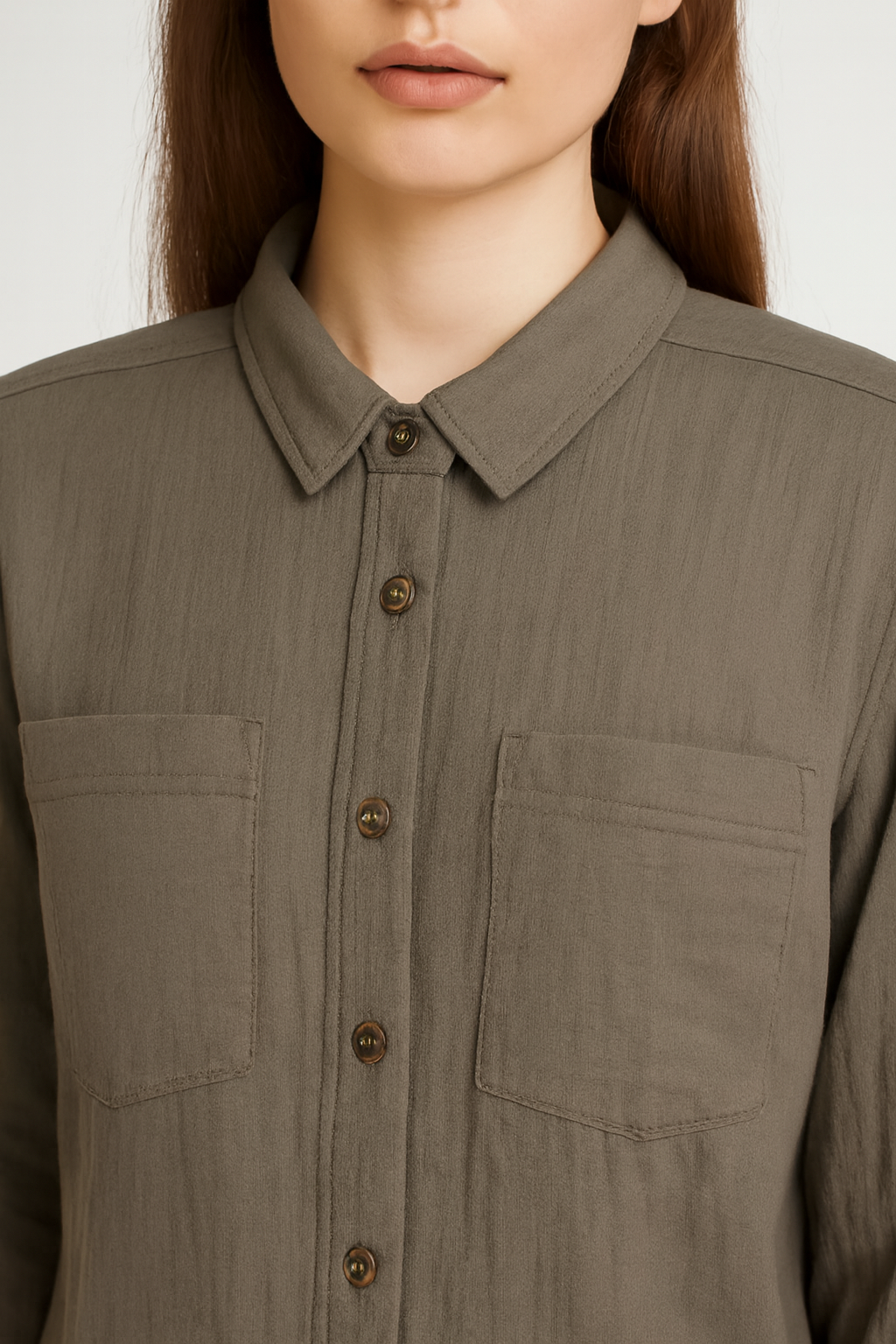 Women Green Cotton Shirt