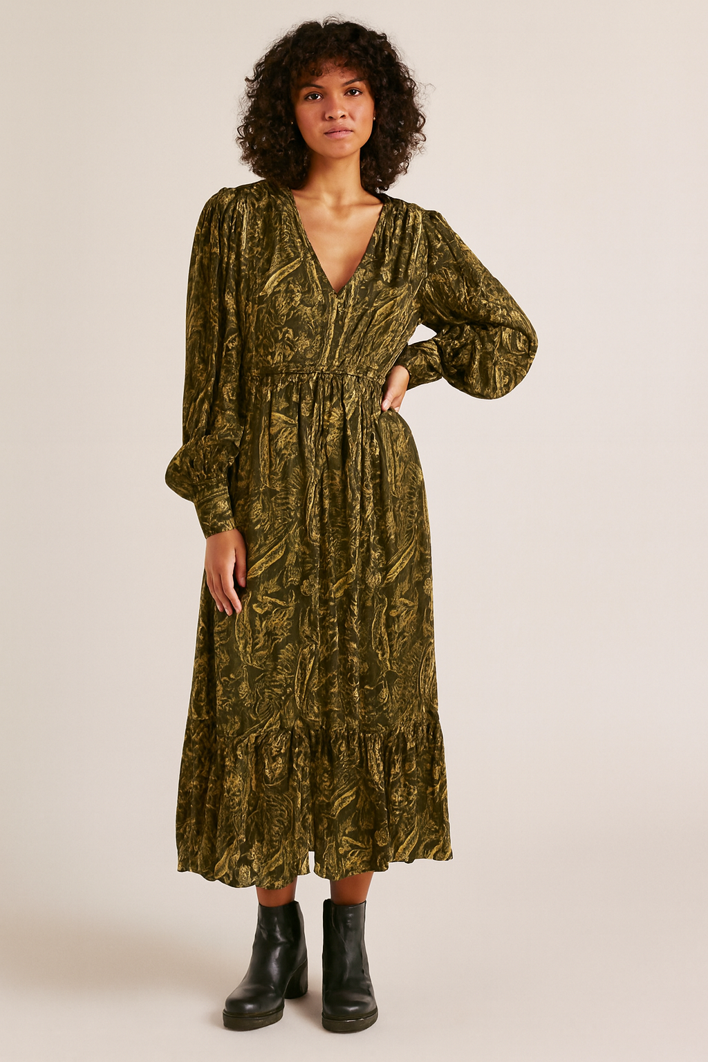 Women Green Printed Maxi Dress