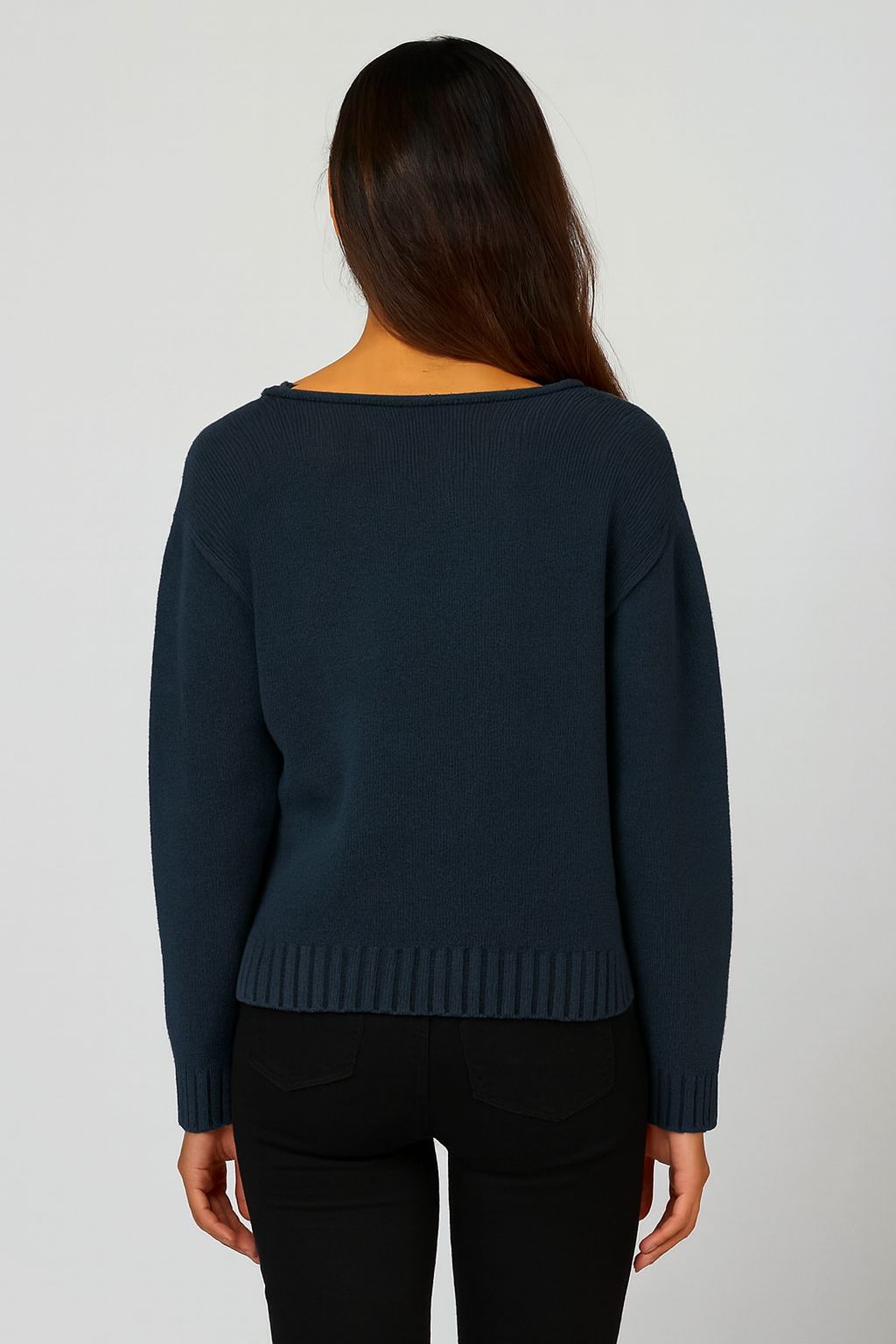 Women Blue Acrylic Knitted Sweater