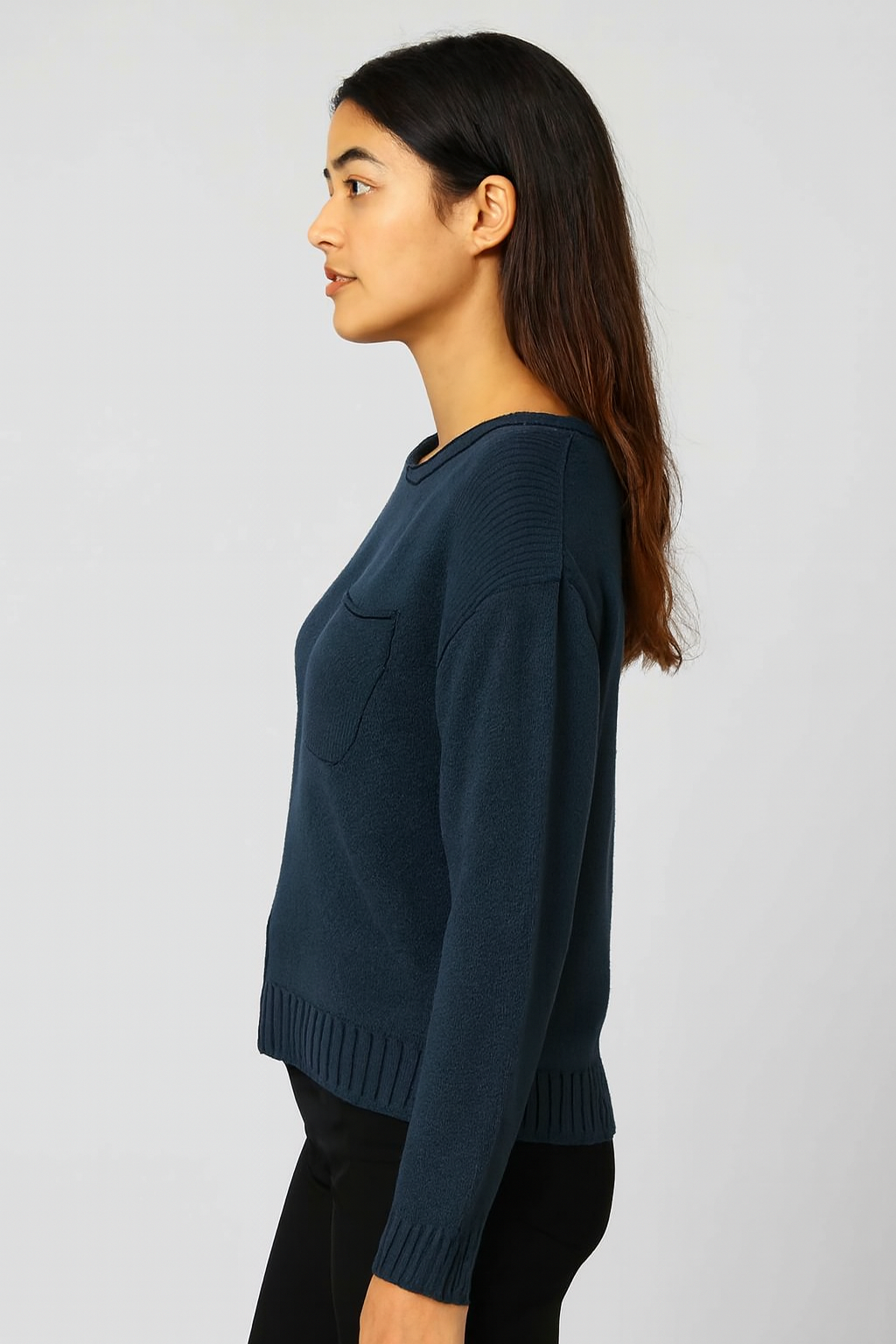 Women Blue Acrylic Knitted Sweater