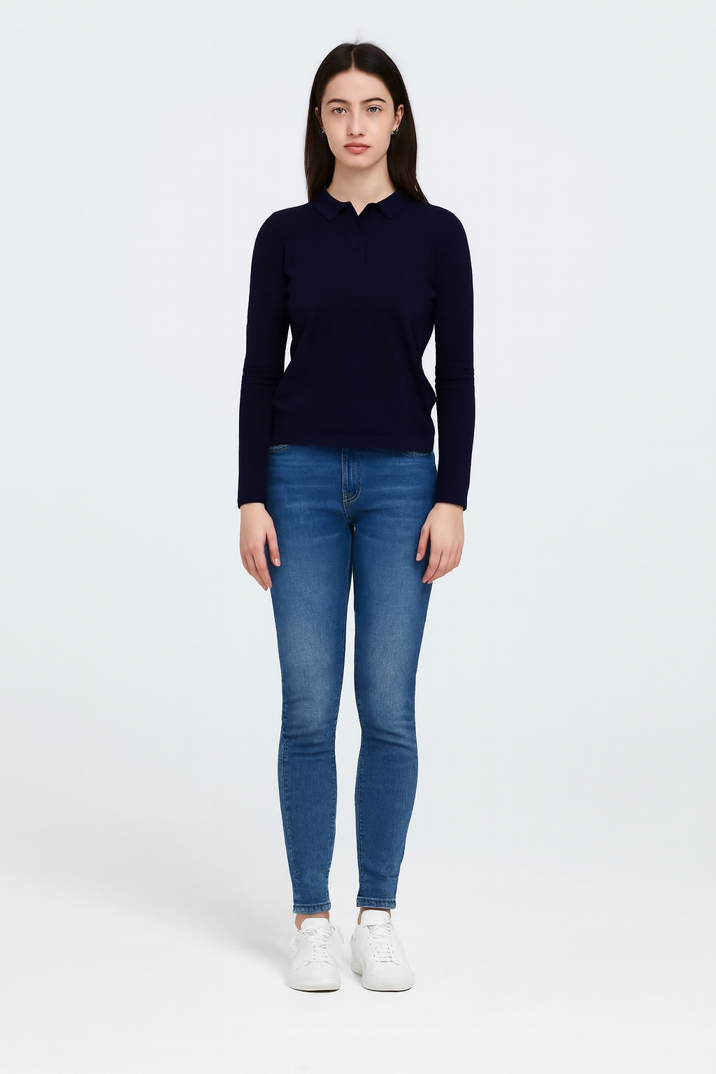Women Blue Solid Sweater