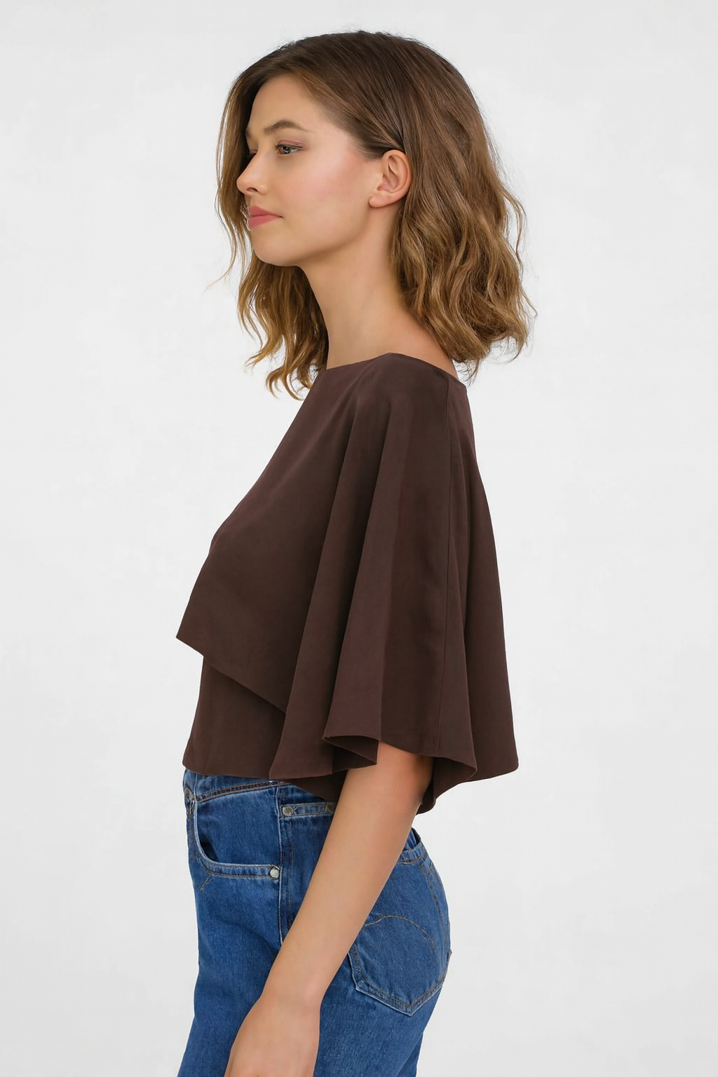 Women Brown Poncho Style Top