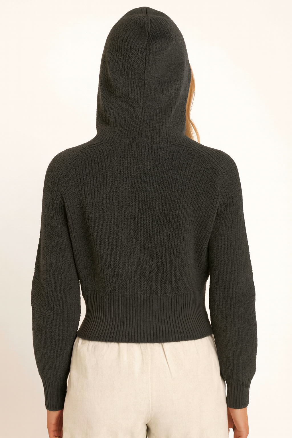 Women Dark Grey Hooded Sweater