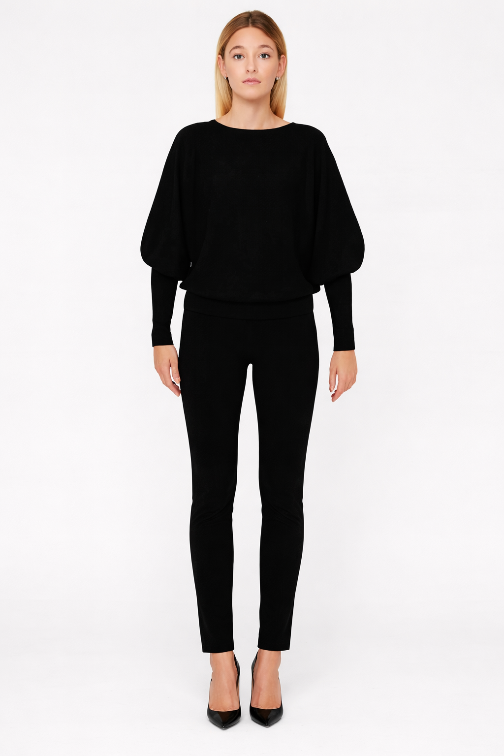 Women Black Poncho Acrylic Sweater Top
