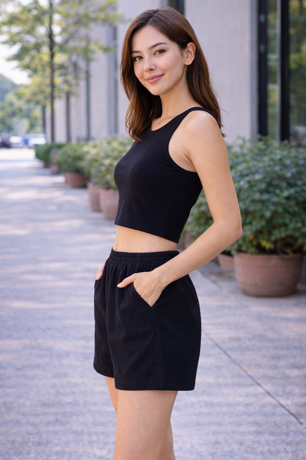 Women Black Solid Casual Shorts