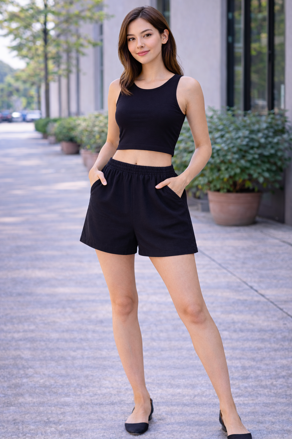 Women Black Solid Casual Shorts