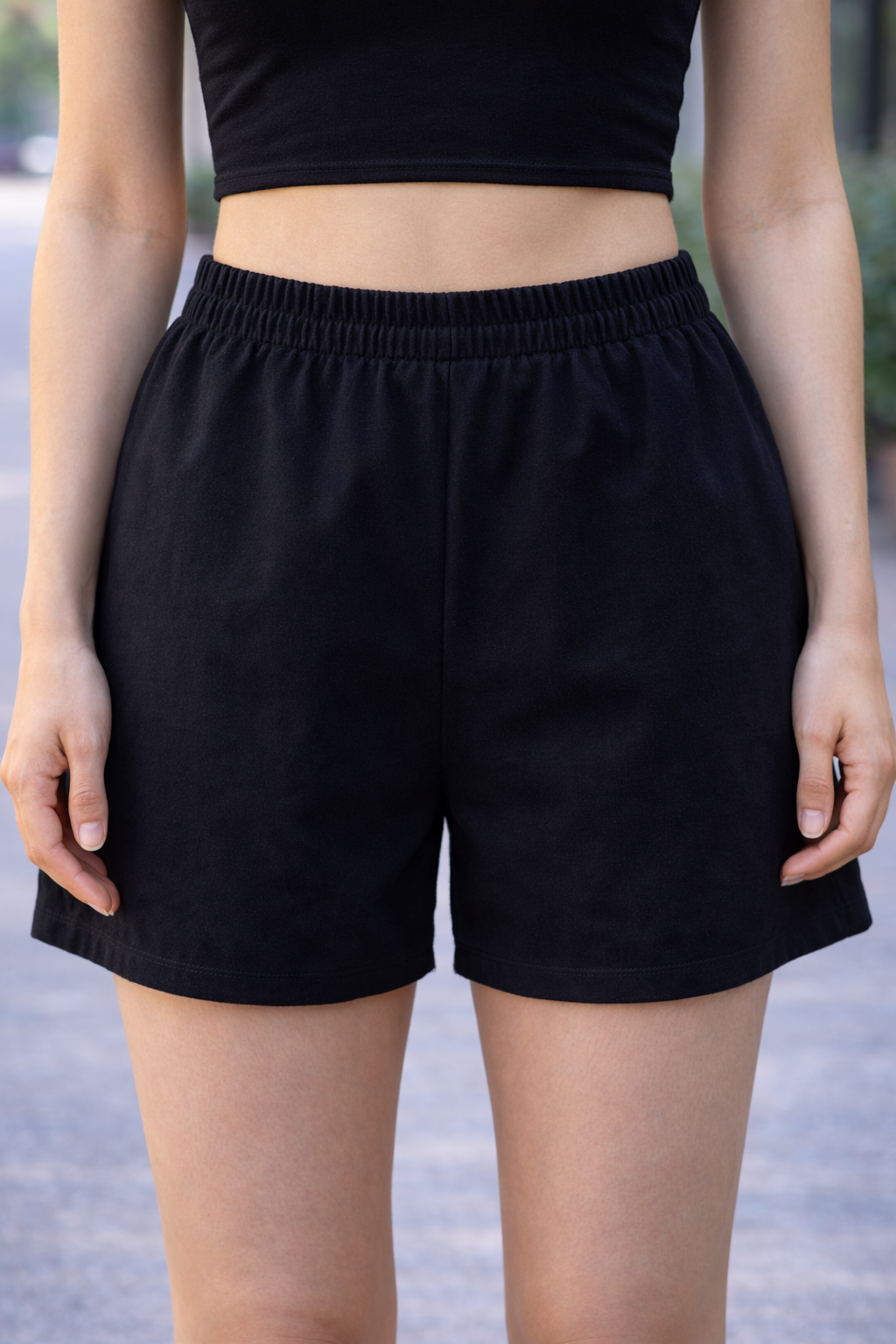 Women Black Solid Casual Shorts