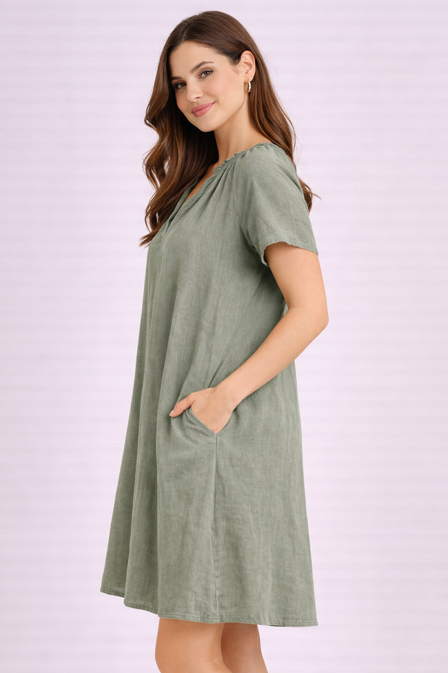 Women Green Cotton Dress