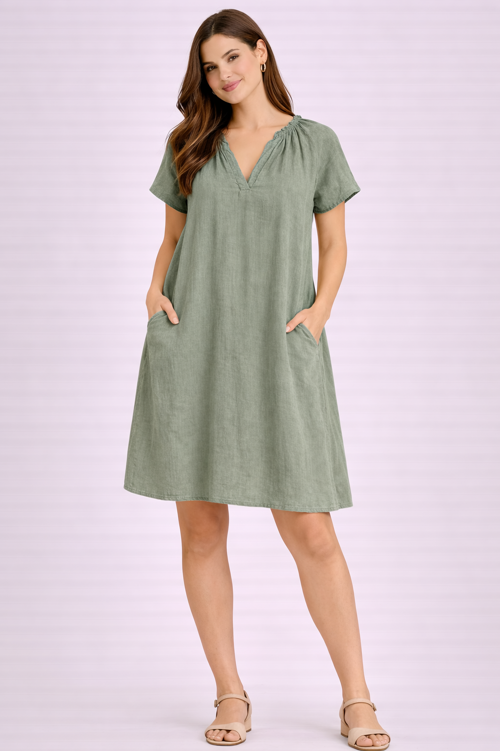 Women Green Cotton Dress