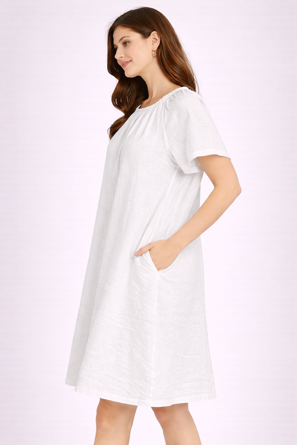 Women White Cotton Dress