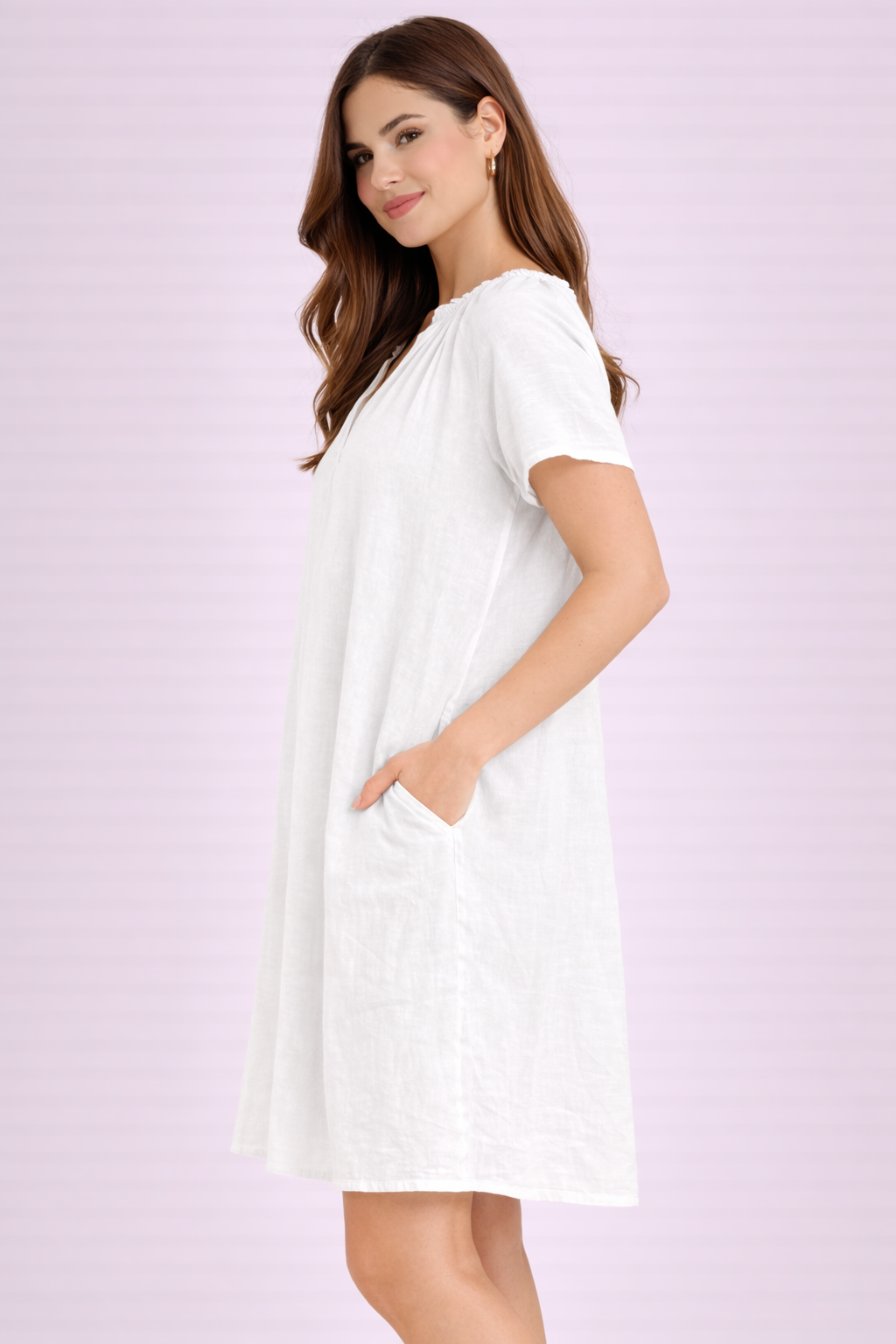 Women White Cotton Dress