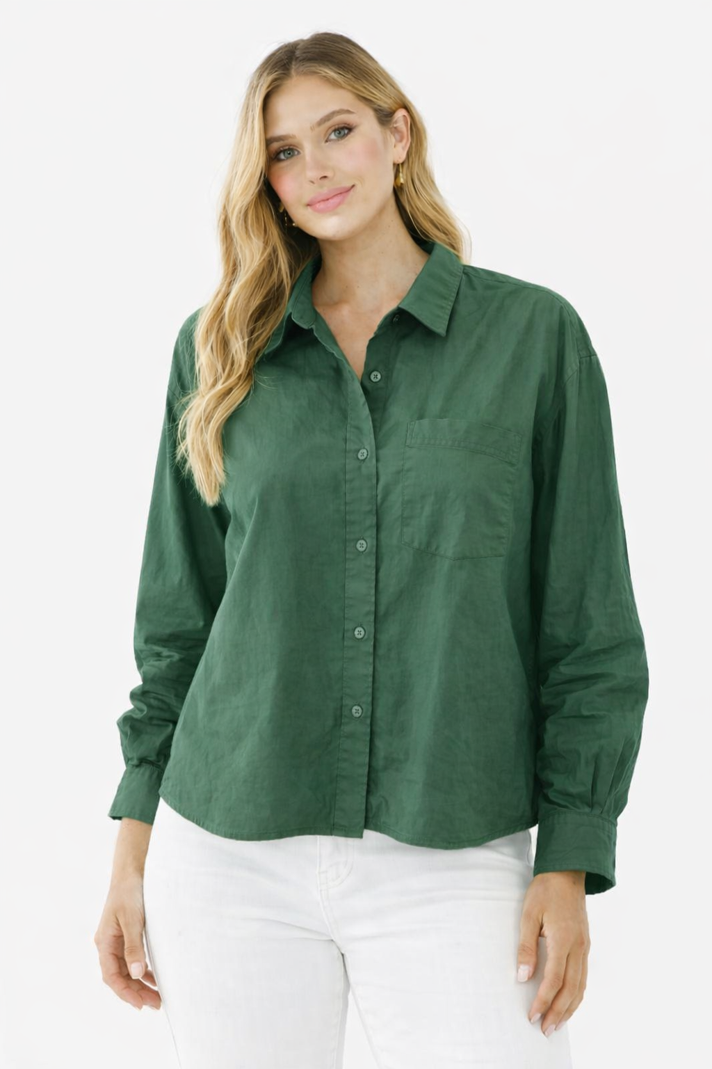 Women Green Cotton Shirt