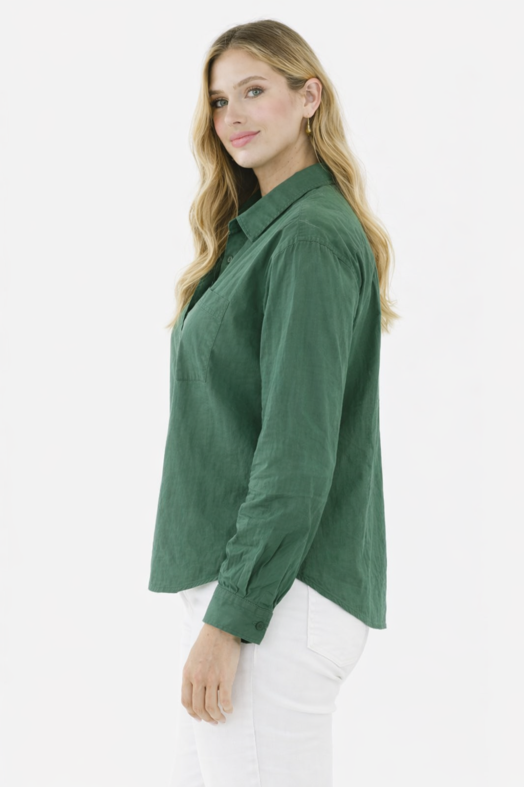 Women Green Cotton Shirt