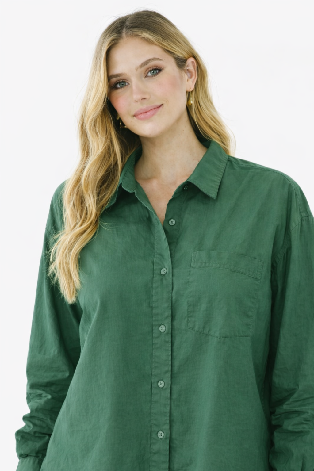 Women Green Cotton Shirt