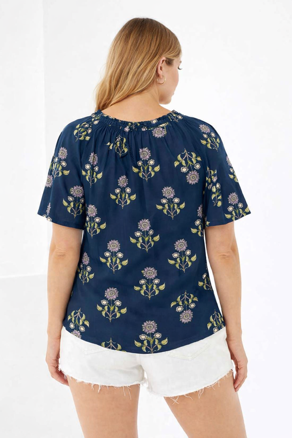 Women Blue Poncho Style Top