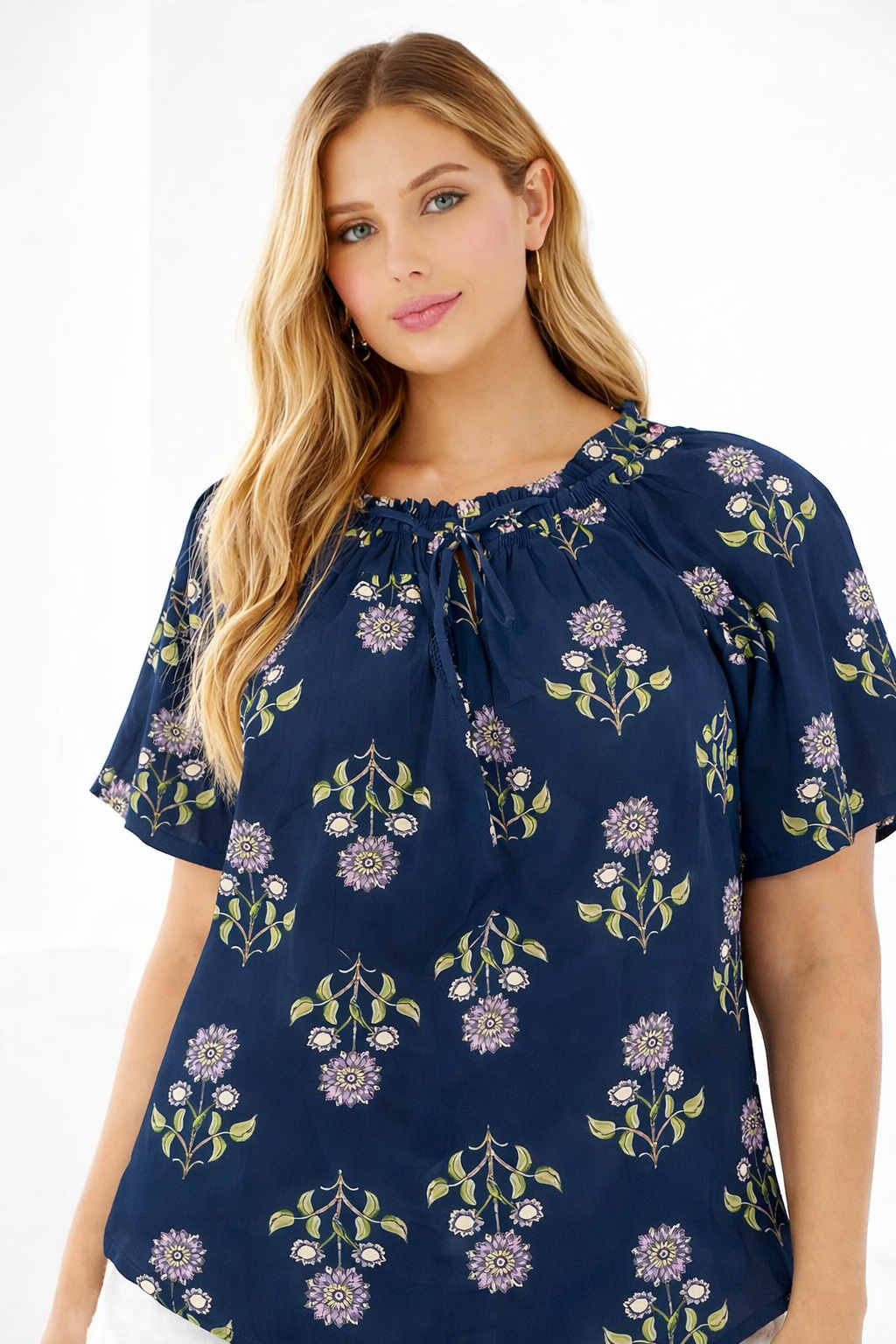 Women Blue Poncho Style Top