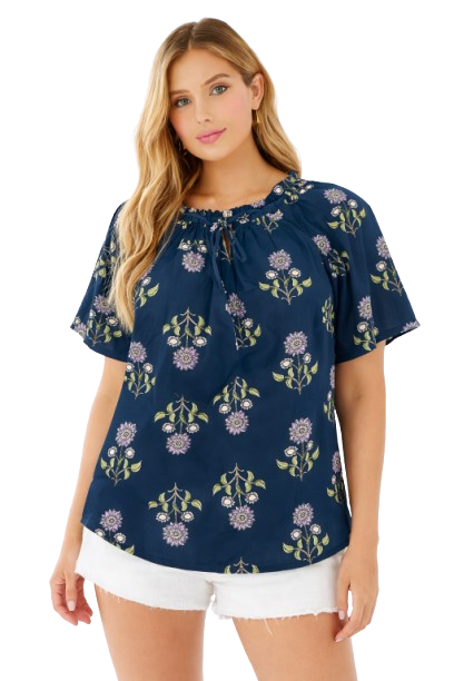 Women Blue Poncho Style Top