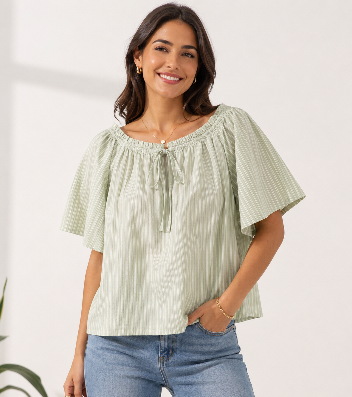 Women Green Poncho Style Top