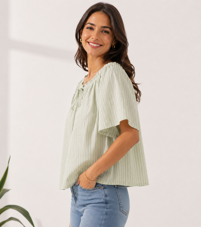 Women Green Poncho Style Top