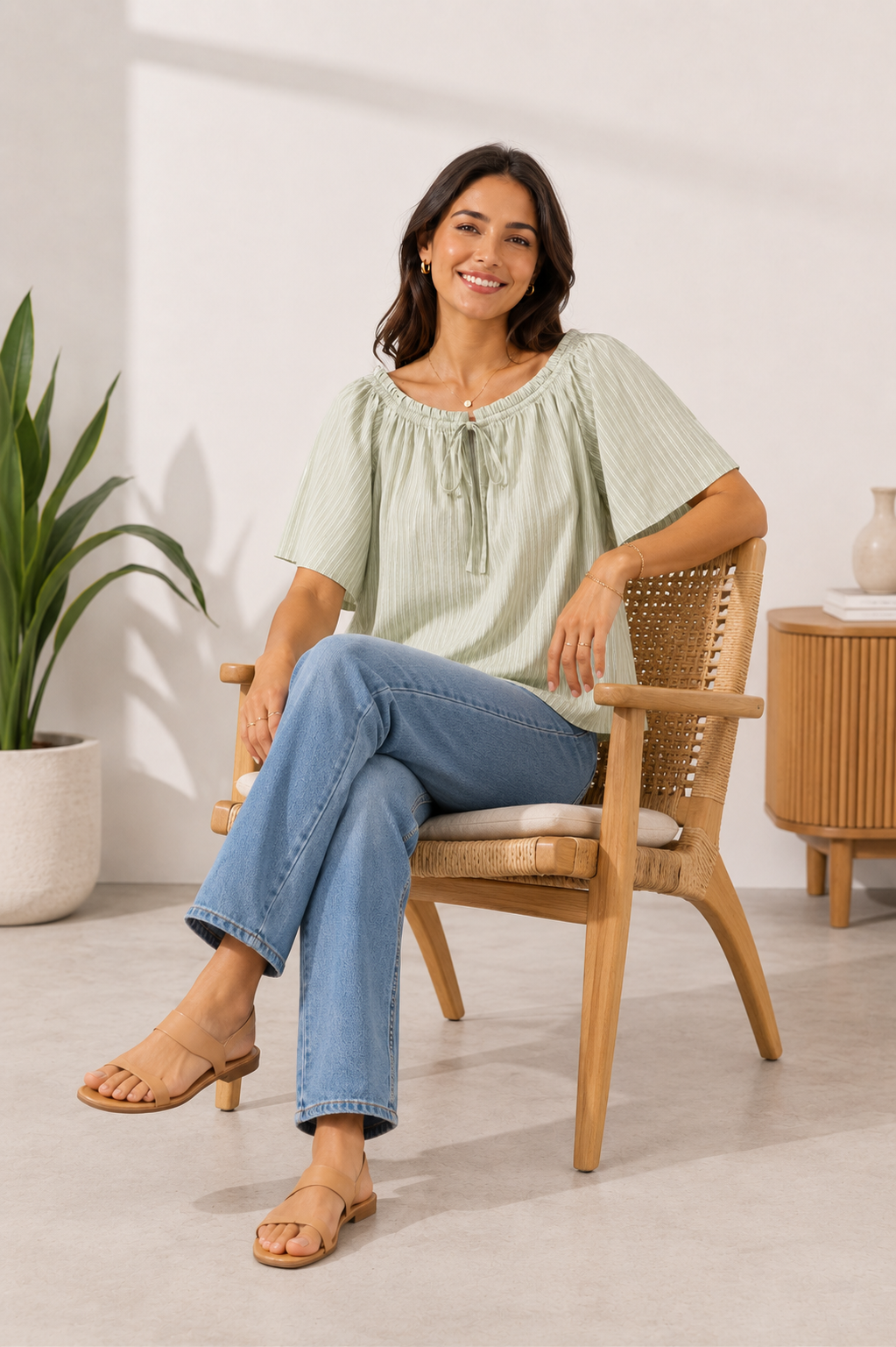 Women Green Poncho Style Top