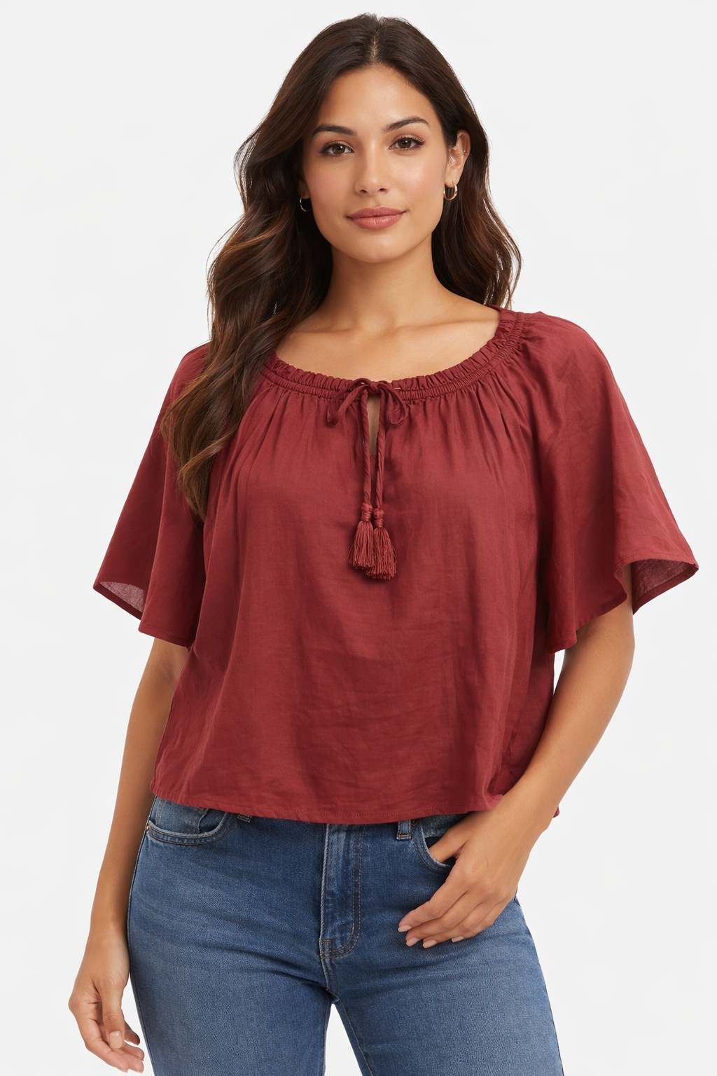 Women Rust Poncho Style Top