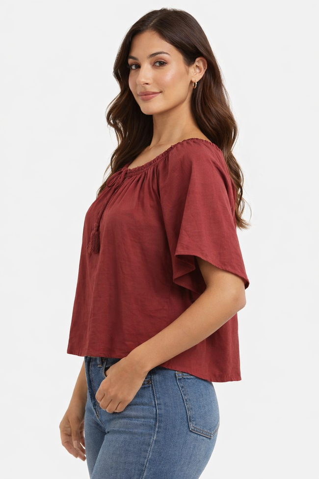 Women Rust Poncho Style Top