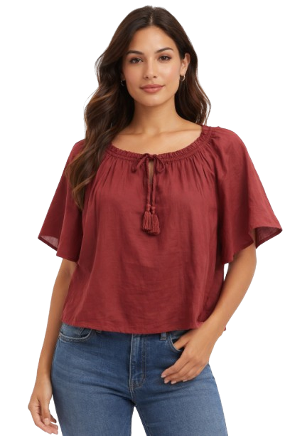 Women Rust Poncho Style Top