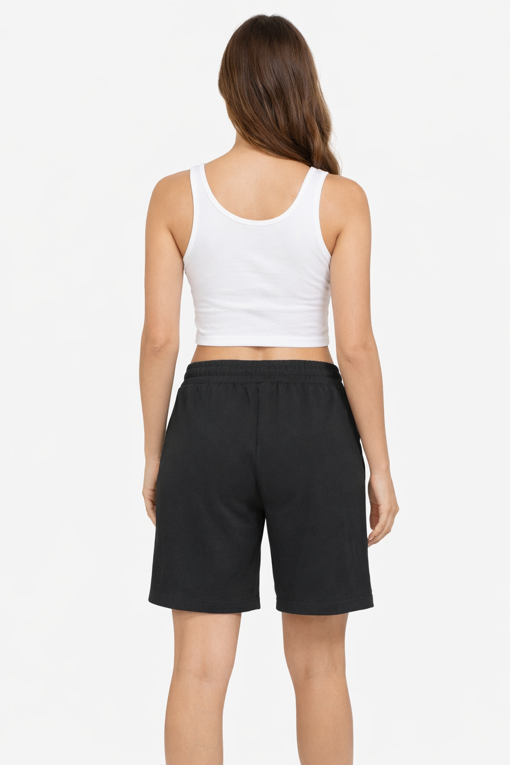 Women Black Cotton Knee Length Shorts
