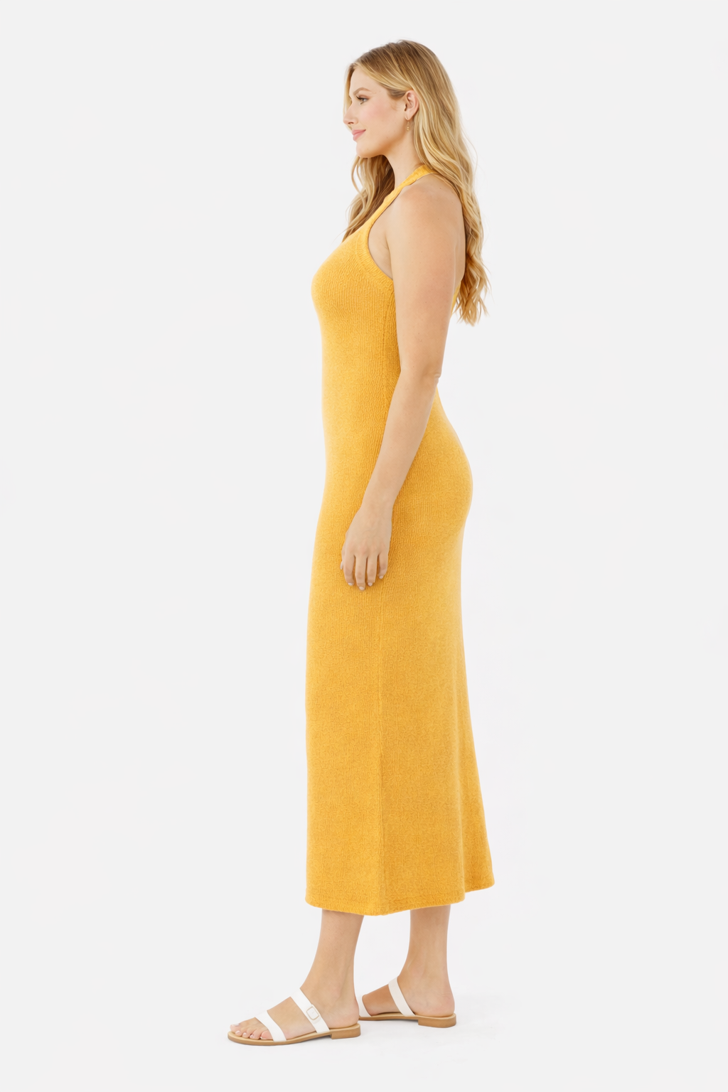 Women Yellow Bodycon Maxi Dress