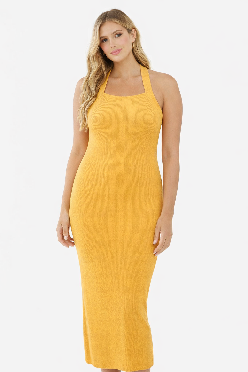 Women Yellow Bodycon Maxi Dress