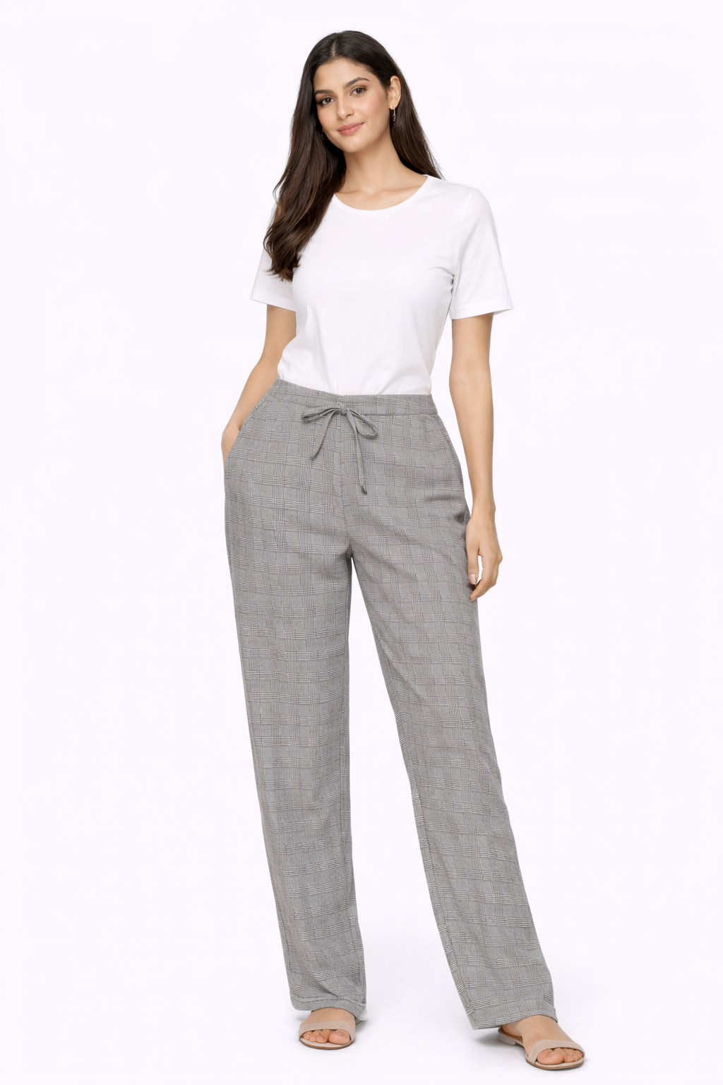 Women Grey Straight Fit Trousers