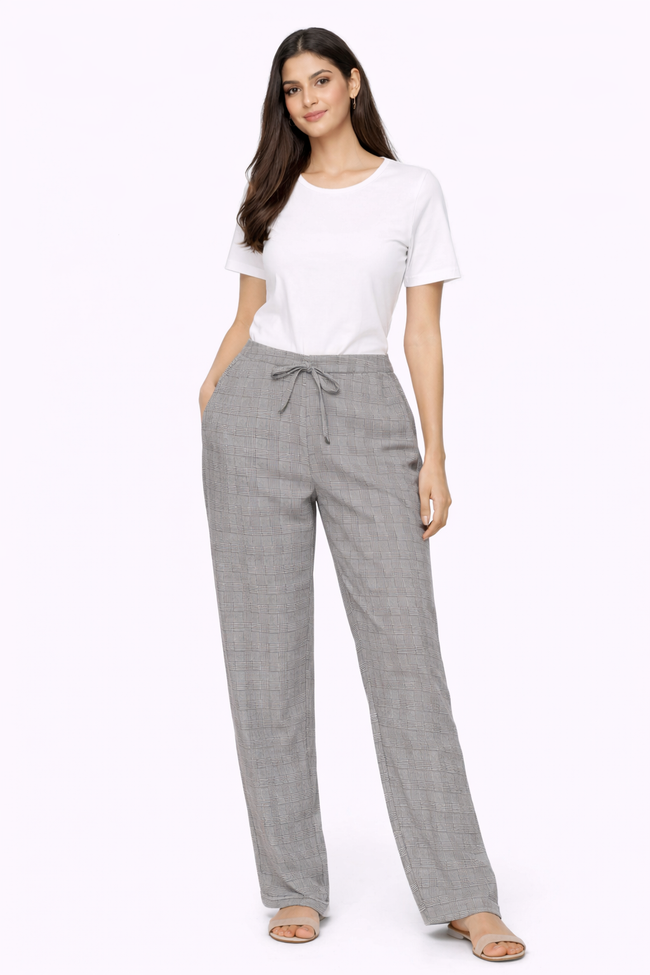 Women Grey Straight Fit Trousers