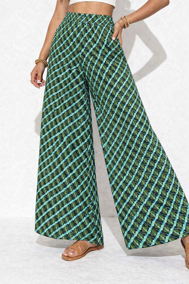 Women Green Wide Leg Palazzo Pants