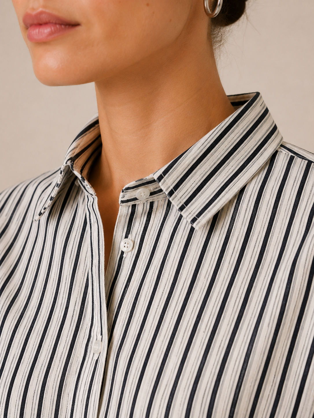 Women Monochrome Stripe Oversized Shirt