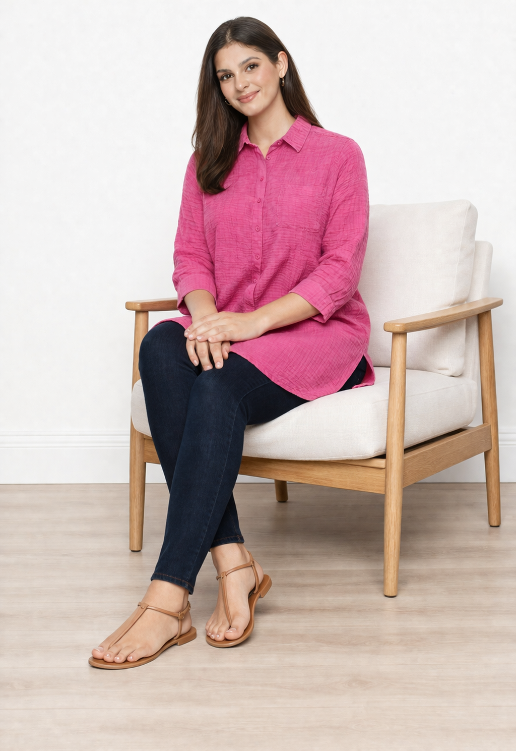 Women Pink Shirt Style Top