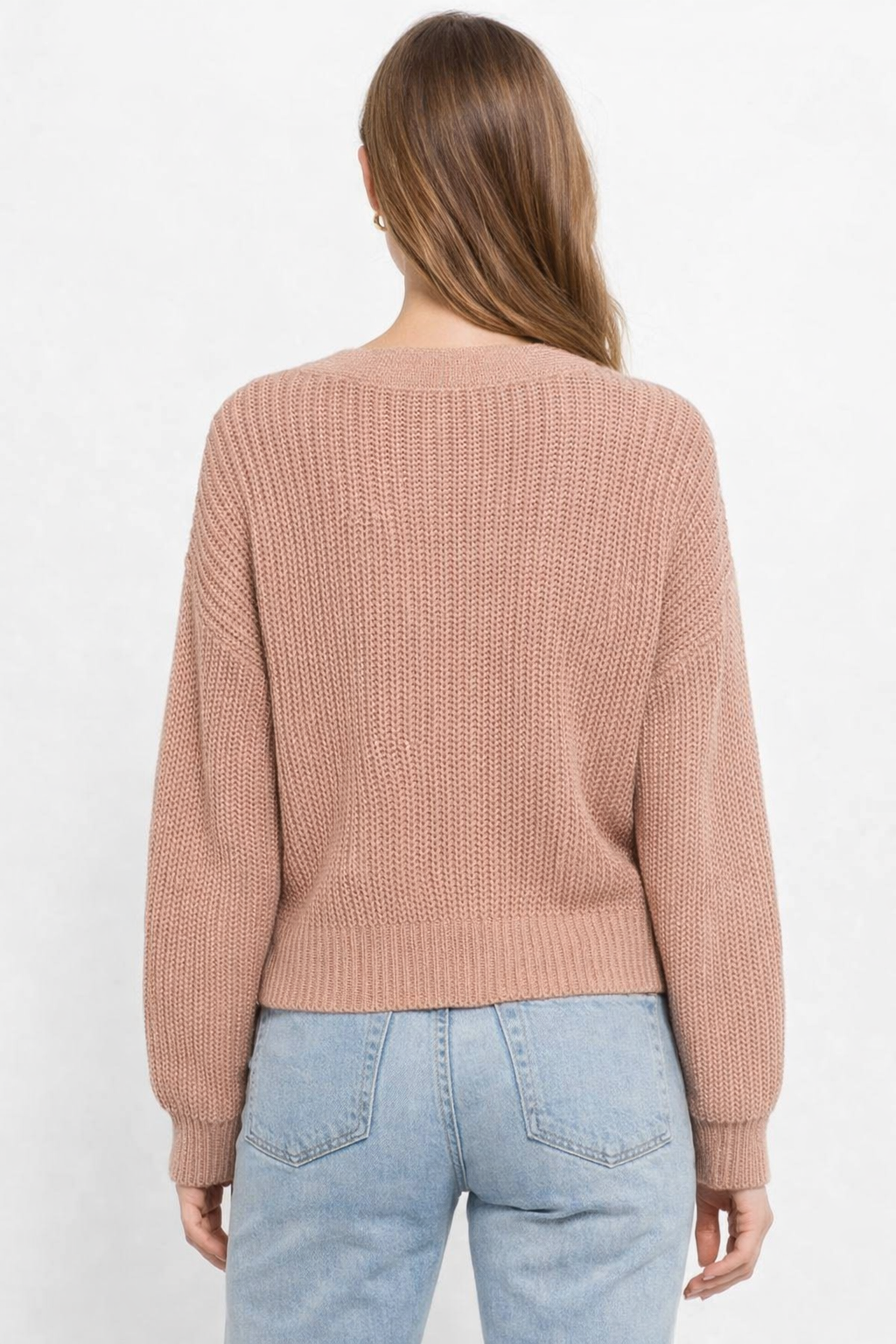 Women Pink Knit Cardigan Sweater
