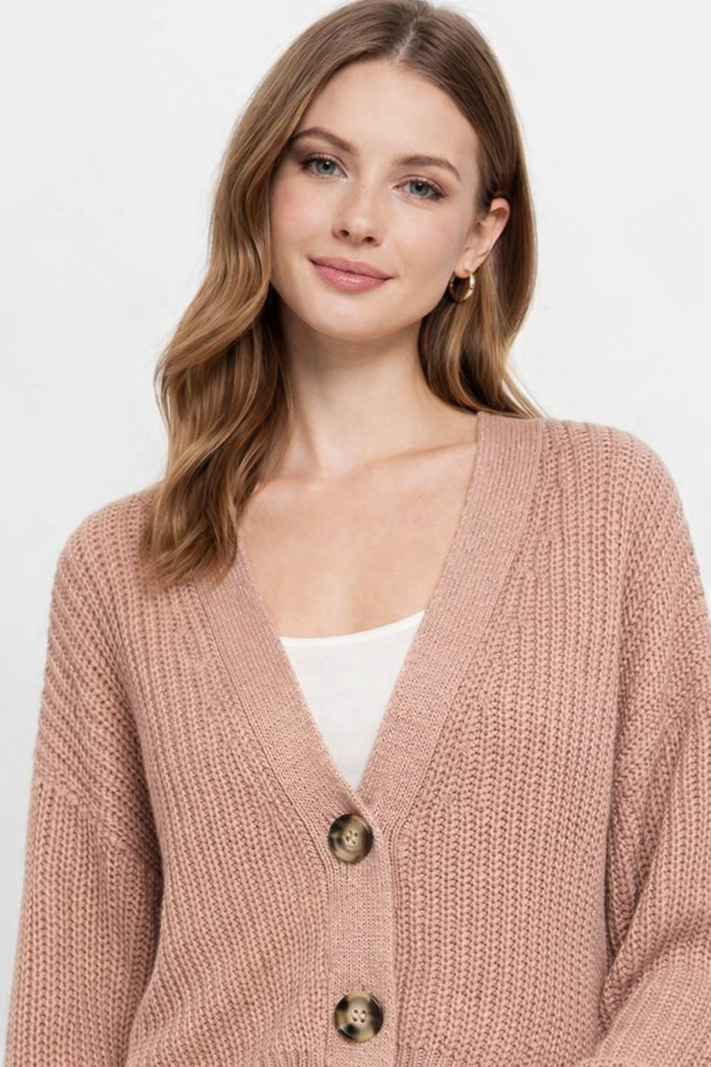 Women Pink Knit Cardigan Sweater