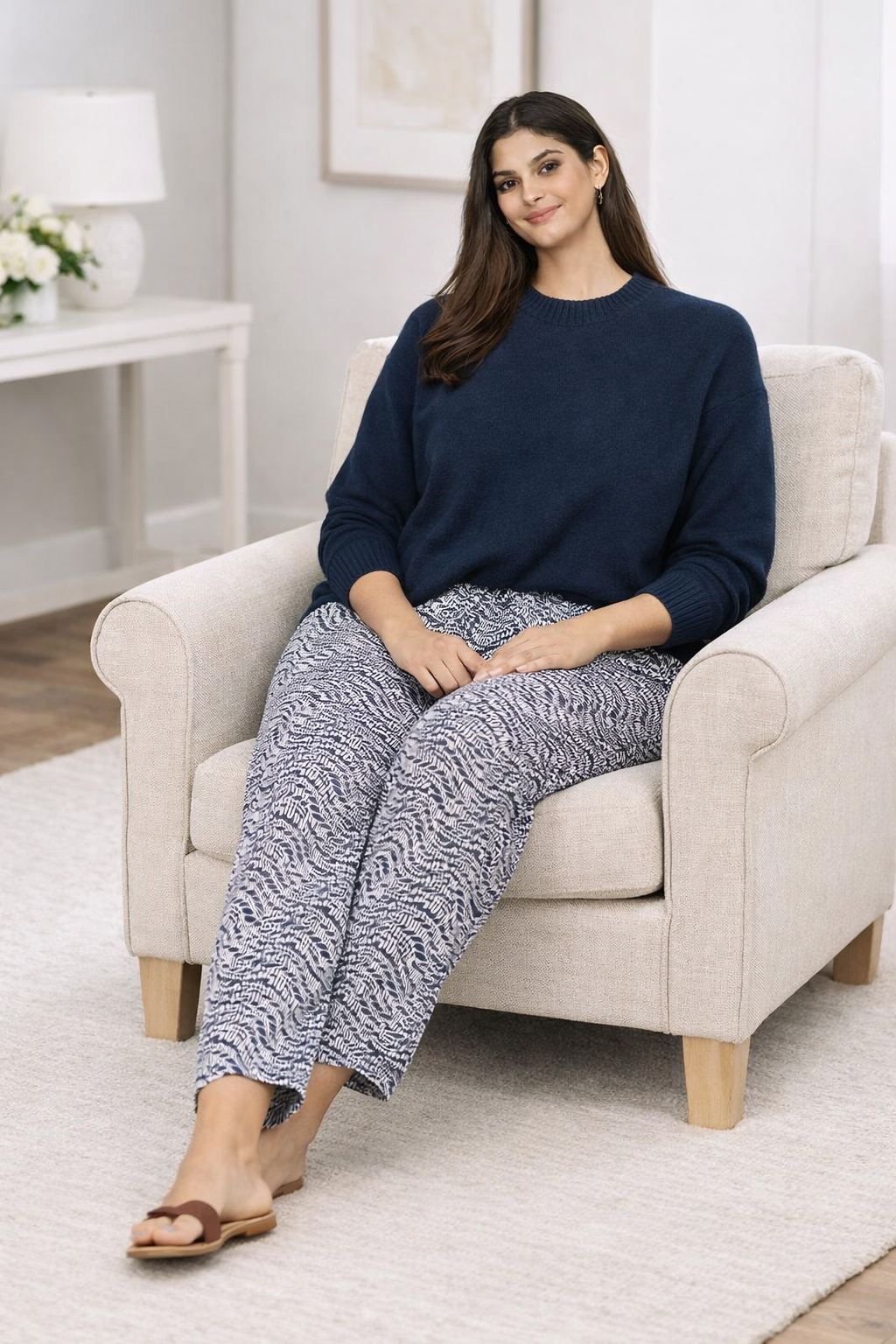 Women Blue Straight Fit Pants
