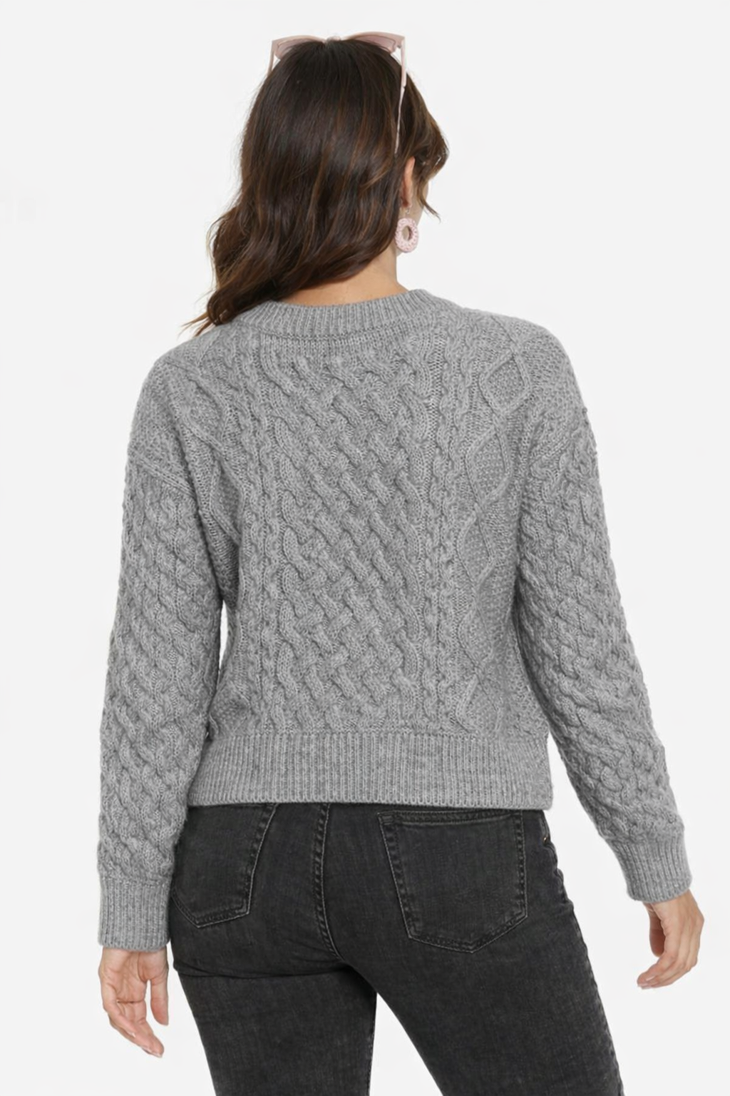 Women Grey Acrylic Full Sleeve Sweater