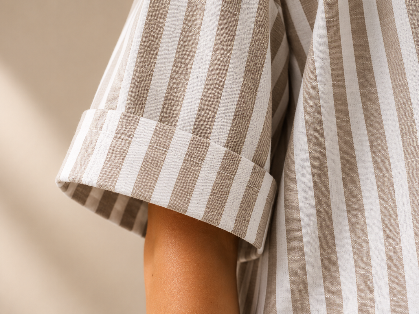 Women Brown Stripe Boxy Shirt